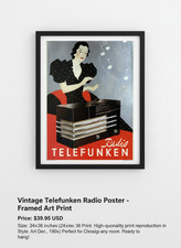 Poster Pubblicitario Radio Telefunken Vintage - 24x36" Rara Riproduzione Funzionante!
