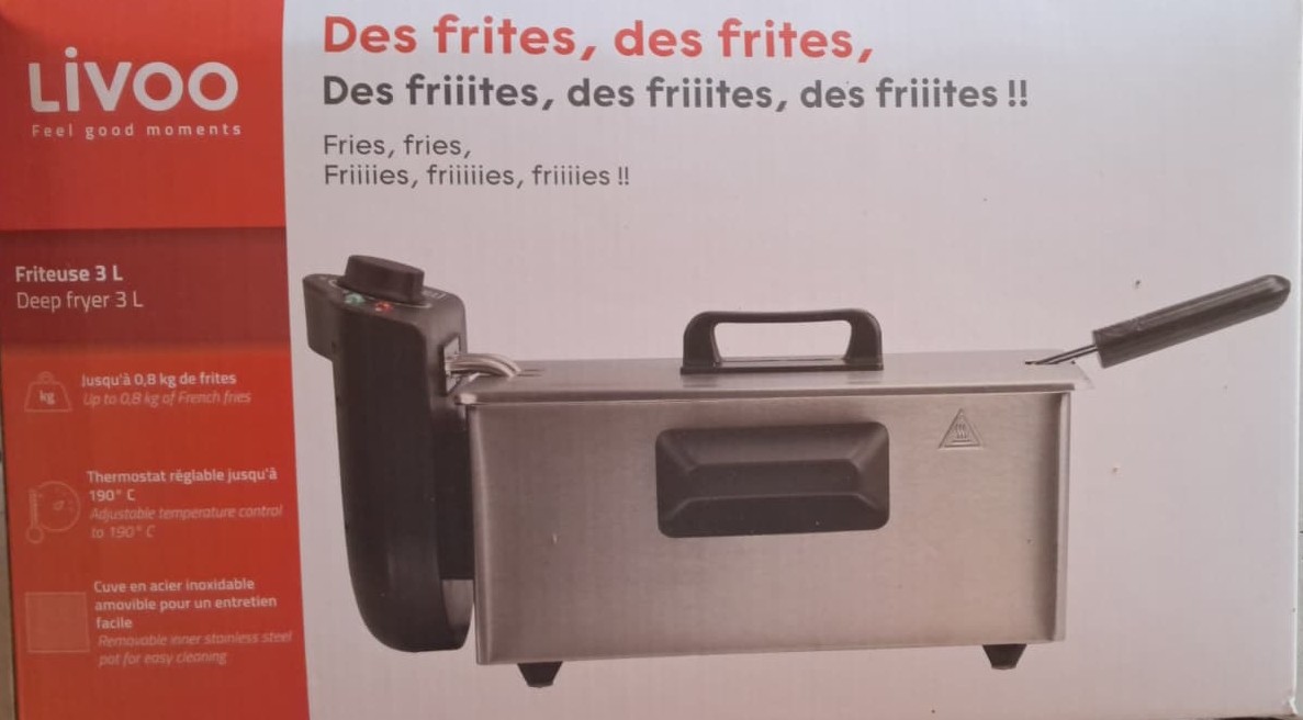 Friteuse en inox 3L Livoo DOC216 avec thermostat réglable pour frites croustillantes