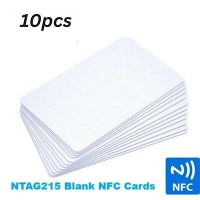 10 Pack NTAG215 NFC Cards Blank White PVC Waterproof 13.56MHz RFID Smart Tag