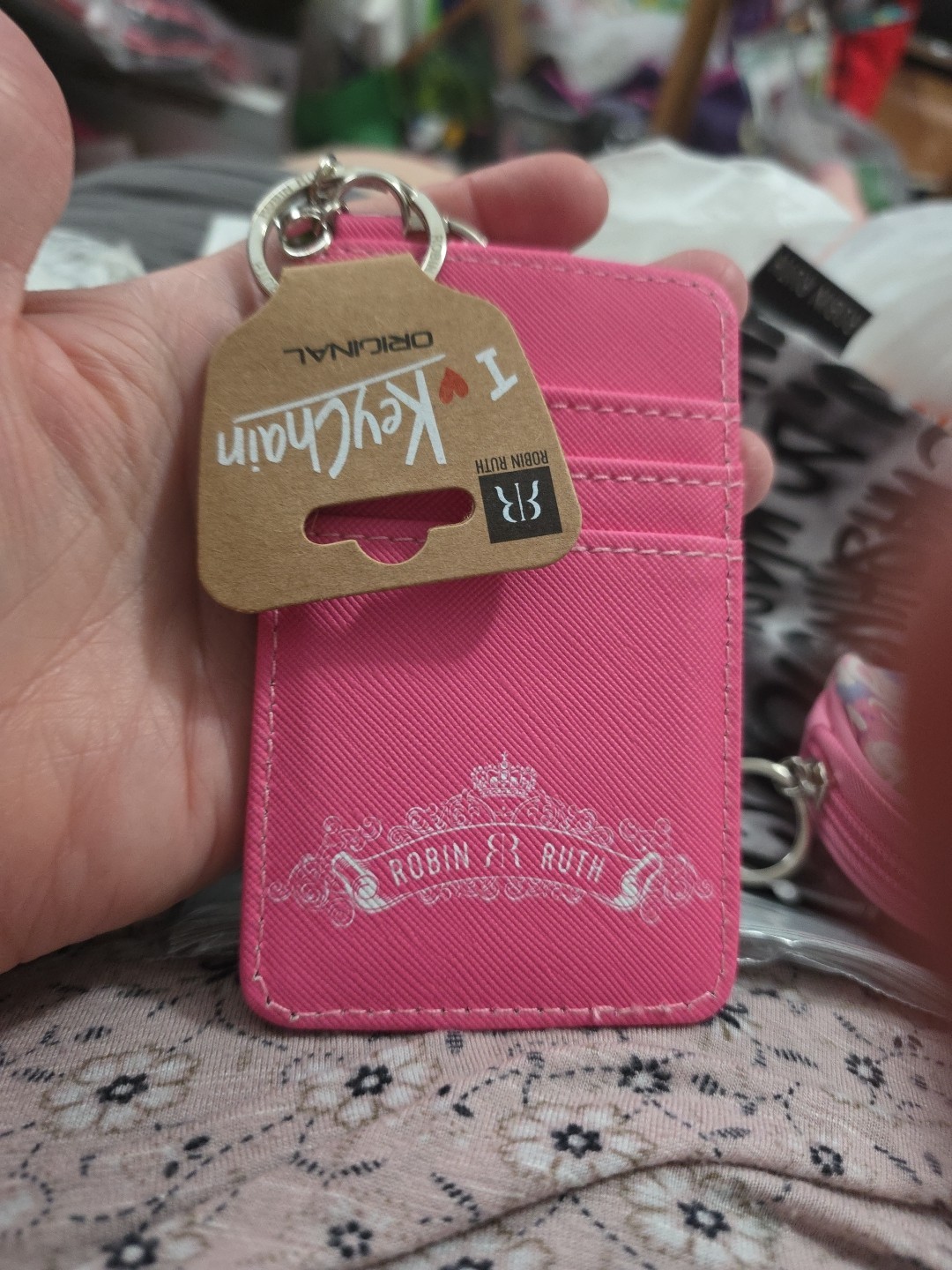 Robin Ruth Womens Pink Tie Dye Washington DC Credit Card Holder Keychain New With Tags