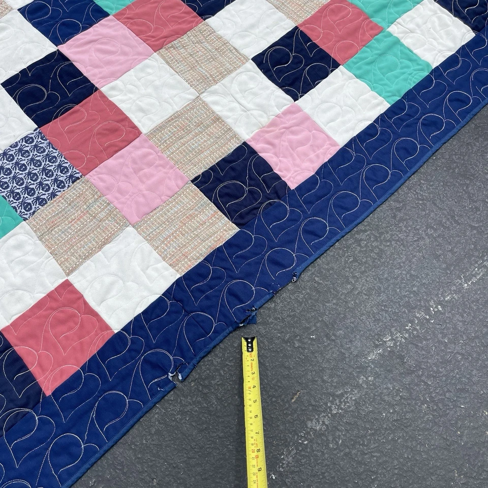 Vintage Multicolor Quilt 60” x 88” in Embroidery Pantograph Patchwork Handmade - Image 4 of 4