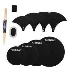 Kingdo 11 Pieces Cymbals Mute Pads Set with Snare Drum Pad,and Hi Hats Set 