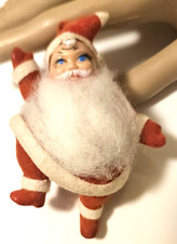 Vintage Flocked Felt Hanging Santa Claus Christmas Ornament 4