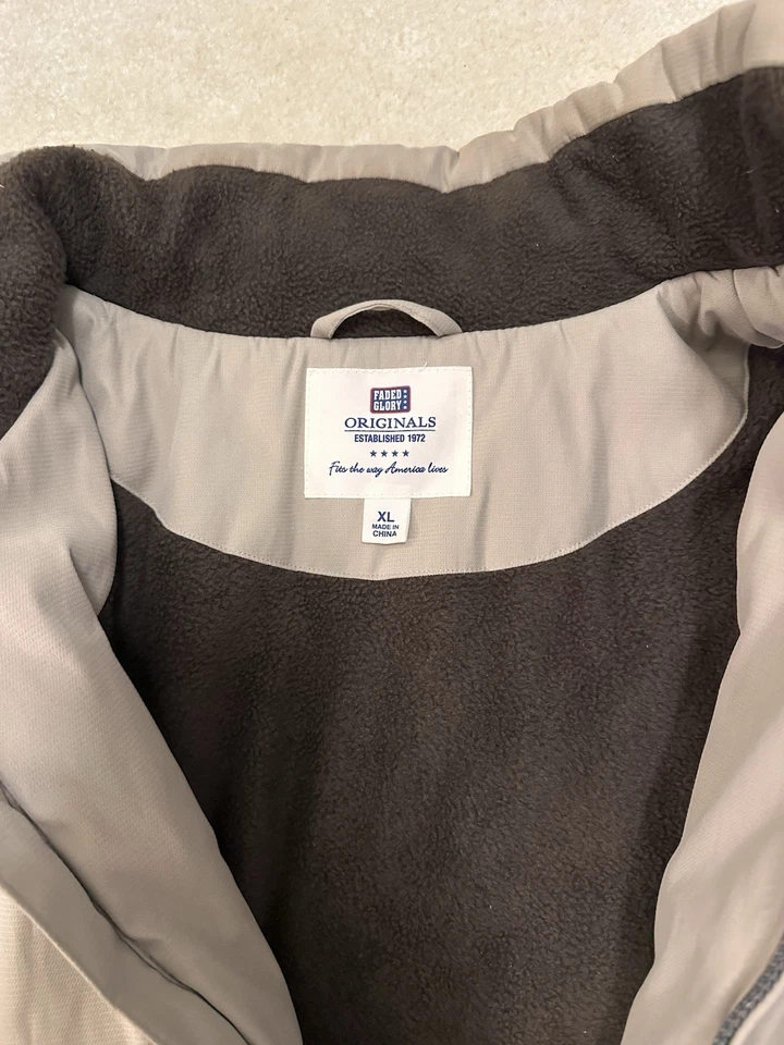 Chaqueta Faded Glory Originals Para Hombres Cremallera Completa Capucha Oculta Forrada de Vellón Tostado/Marrón XL Foto 2 de 4