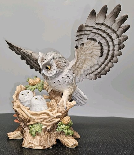Homeco Home Interiors Sheltering Wings Screech Owls 8¼" Tall Porcelain *READ* - Picture 6 of 16