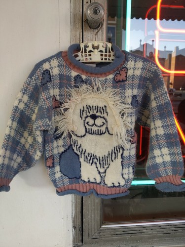 Vtg child 4T 1980's 90 Dog Sweater Cute Adorable h