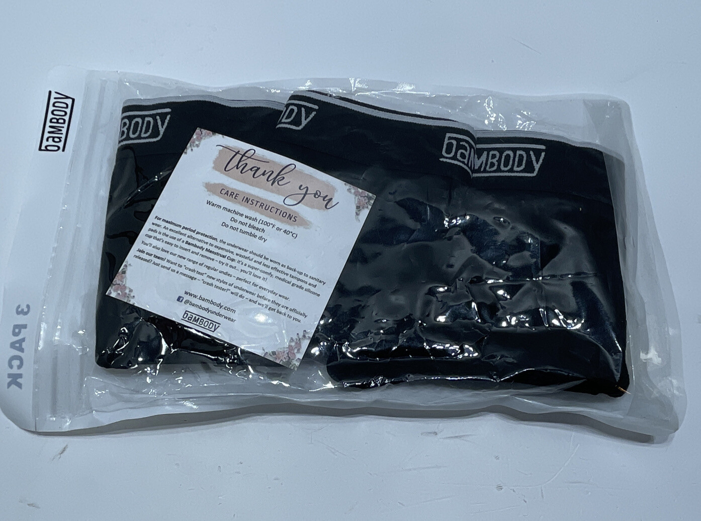 3 Pack BAMBODY Leak Proof Black Hipster Sporty Period Panties eBay