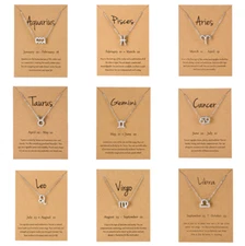 Zodiac sign silver necklace, Birthday gift, silver pendant, Horoscope necklace