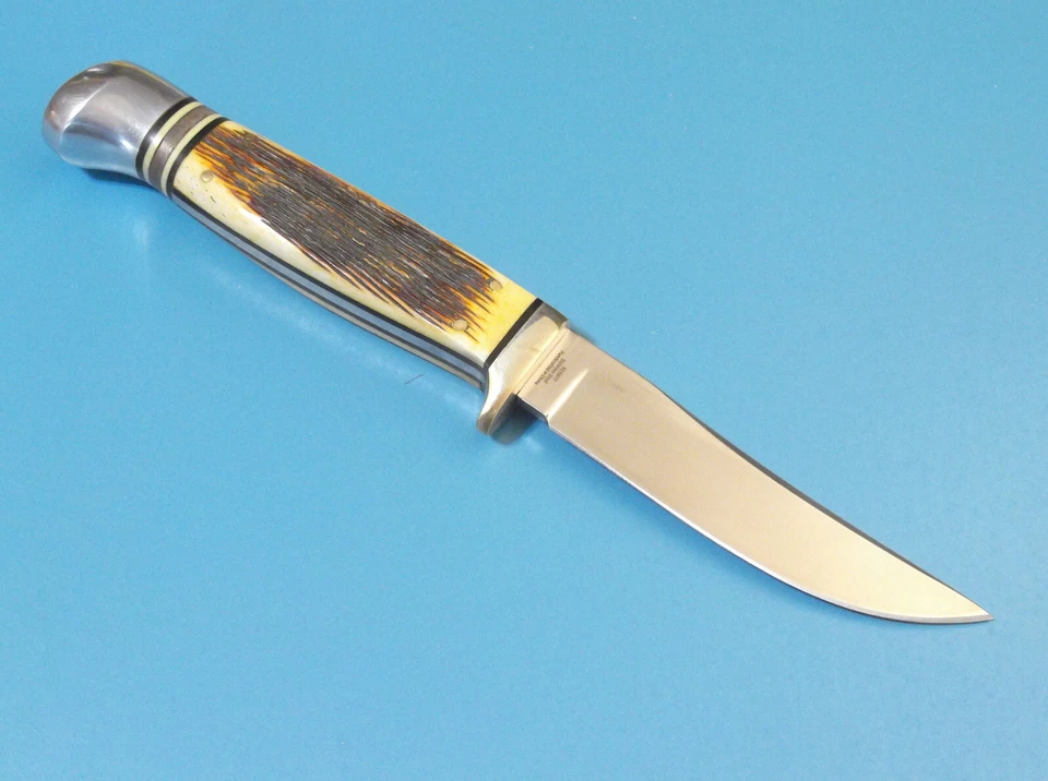 Cuchillo de caza Kissing Crane KC5477 ámbar hueso jigged hoja fija 7 3/4" en general Foto 4 de 4