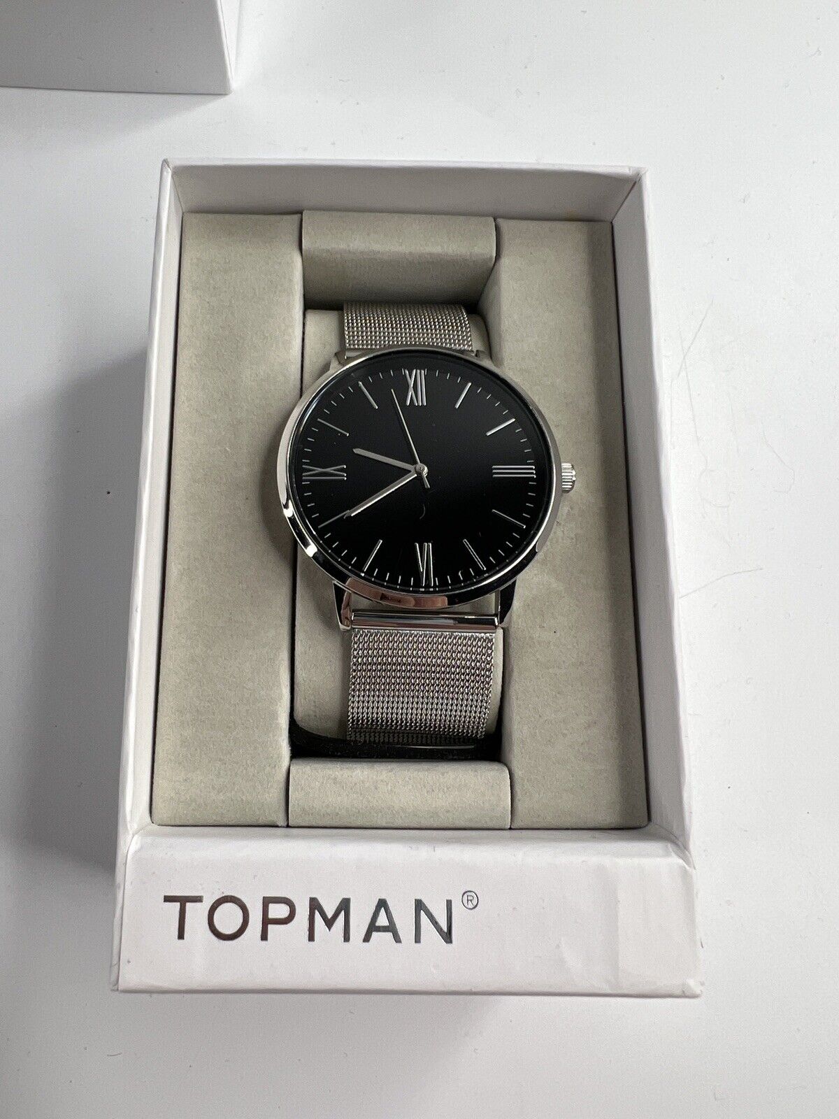 Topman Mens Watch Stainless Black Round Face
