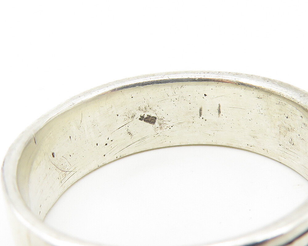 925 Sterling Silver Vintage Shiny Greek Key Patterned Band