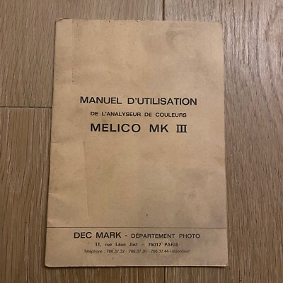 Bedienungsanleitung   MELICO MK III 3 - Farbanalysator - Dec Mark