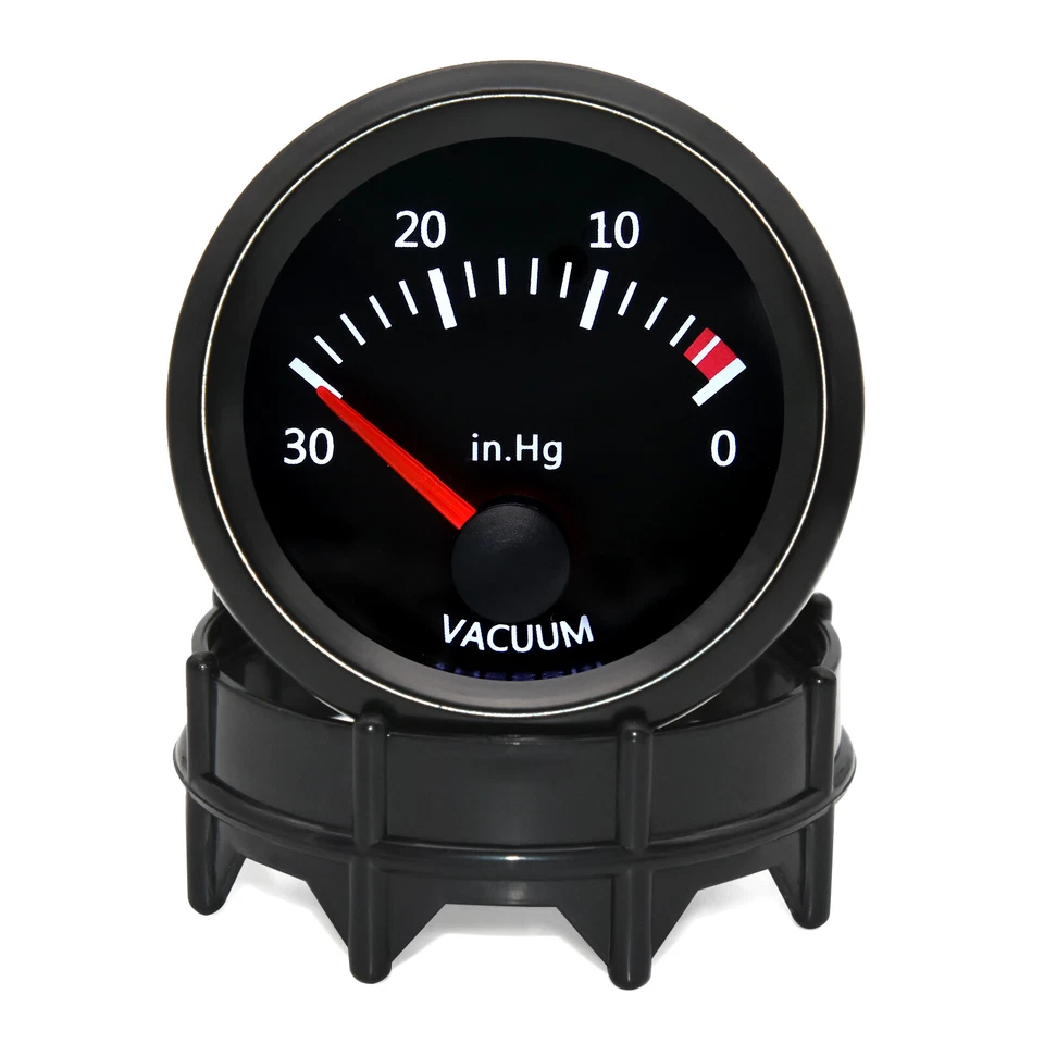 52mm White LED Universal Auto Vacuum Gauge 0~30 In.Hg Smoke Len Vacuum Meter     - Image 2 of 4