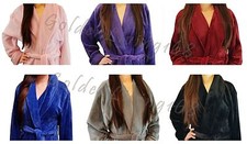 Women Premium Shawl Collar Velour Soft Plush Thick Bath Robe Warm Spa  Hotel