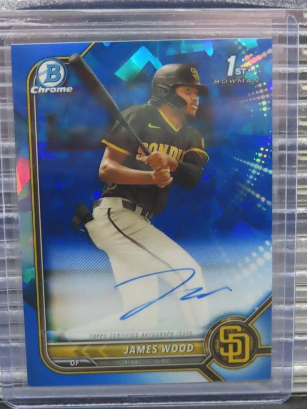 2022 Bowman Sapphire Edition James Wood Chrome 1st Prospect Auto #BSPA-JW Padres