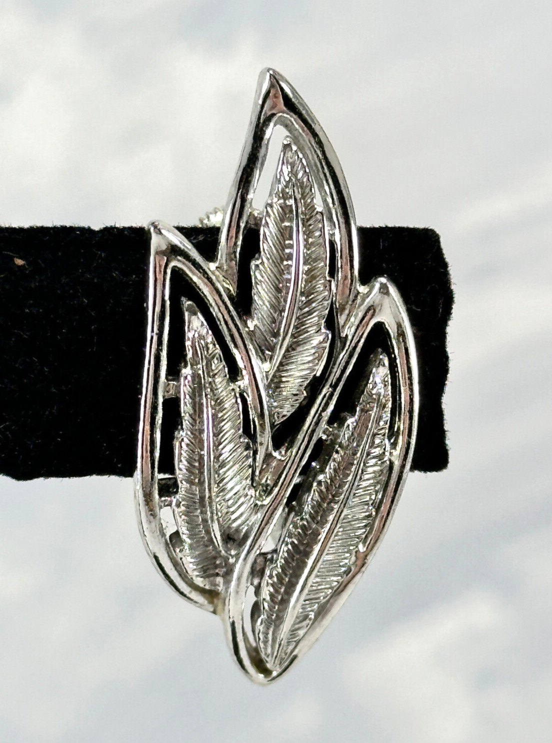 Signed Coro Silver Tone Leaf Shaped Adjustable Sc… - image 3