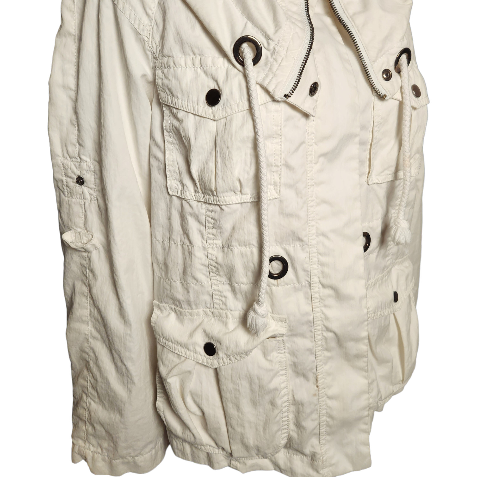 Zara Basic Linen Lightweight Jacket Below Hip Zip… - image 4