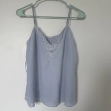 Melrose And Market Elegant Light Blue Lace Trim Cami Top Size XS