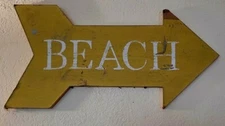 Sixtrees Arrow Shape BEACH Sign Painting/Plaque;Wood;Wall Hanging;30x24"Yard ART