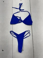 Shein Blue 2 Piece Bikini Swim Suit Set Womens Size Small