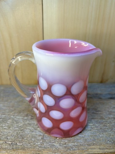 Unique CRANBERRY Color Fenton Reverse Coin Dot Creamer 4 Inches Tall - Picture 10 of 13