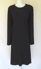 VINTAGE 1980s 90s CYNTHIA HOWIE BLACK DRESS SIZE 12 POLYESTER FULLY LINED BUTTO