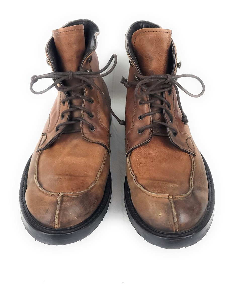 Barneys New York Mens Lace Up Leather Ankle Boots Brown Size  display picture 1