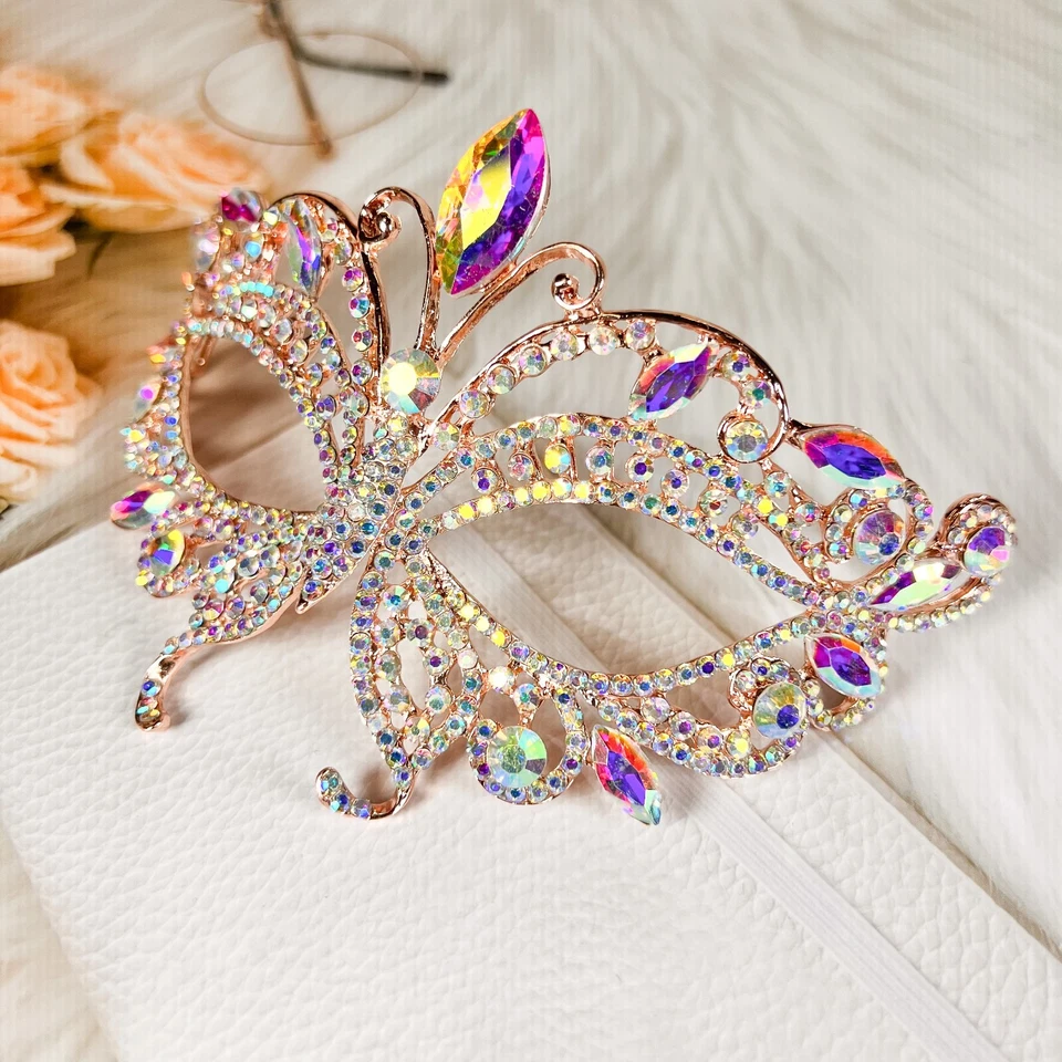 Butterfly Masquerade Mask, Gold Wedding Party Mask, Mardi Gras, New Year, Party - Image 3 of 4