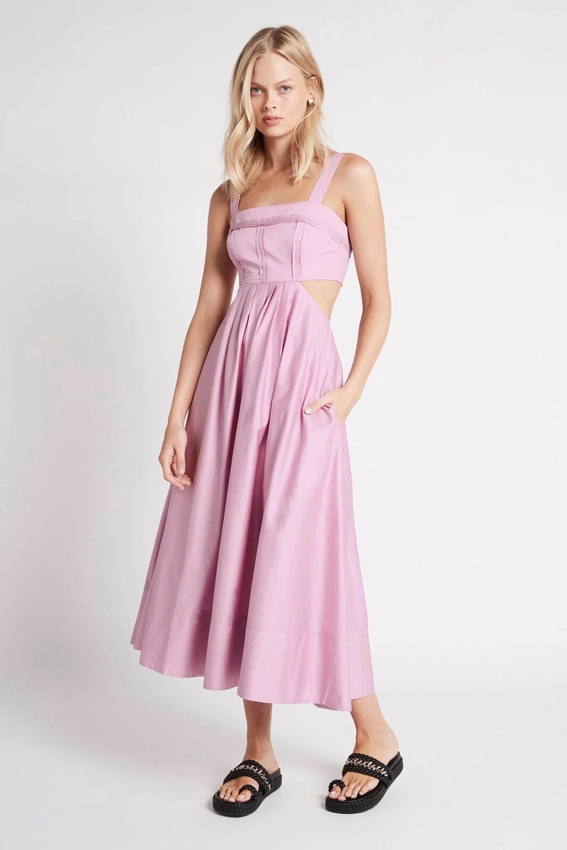 knee length dresses for ladies Aje Mimosa Cutout Midi Dress
