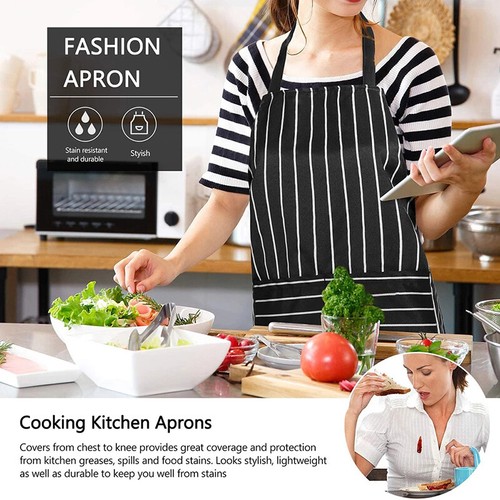 Plain Apron Bib Washable Pocket Butcher Waiter Chef Kitchen Cafe Cooking Craft - Picture 5 of 11