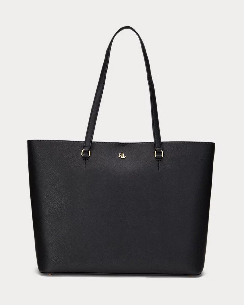 バッグ Lauren Ralph Lauren Black Leather Tote Lauren Ralph Lauren Crosshatch Leather Large Sophisticated