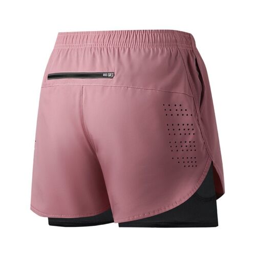Herren Laufshorts schnelltrocknend Fitness schwarz doppellagig Shorts Männer Sport - Bild 9 von 30
