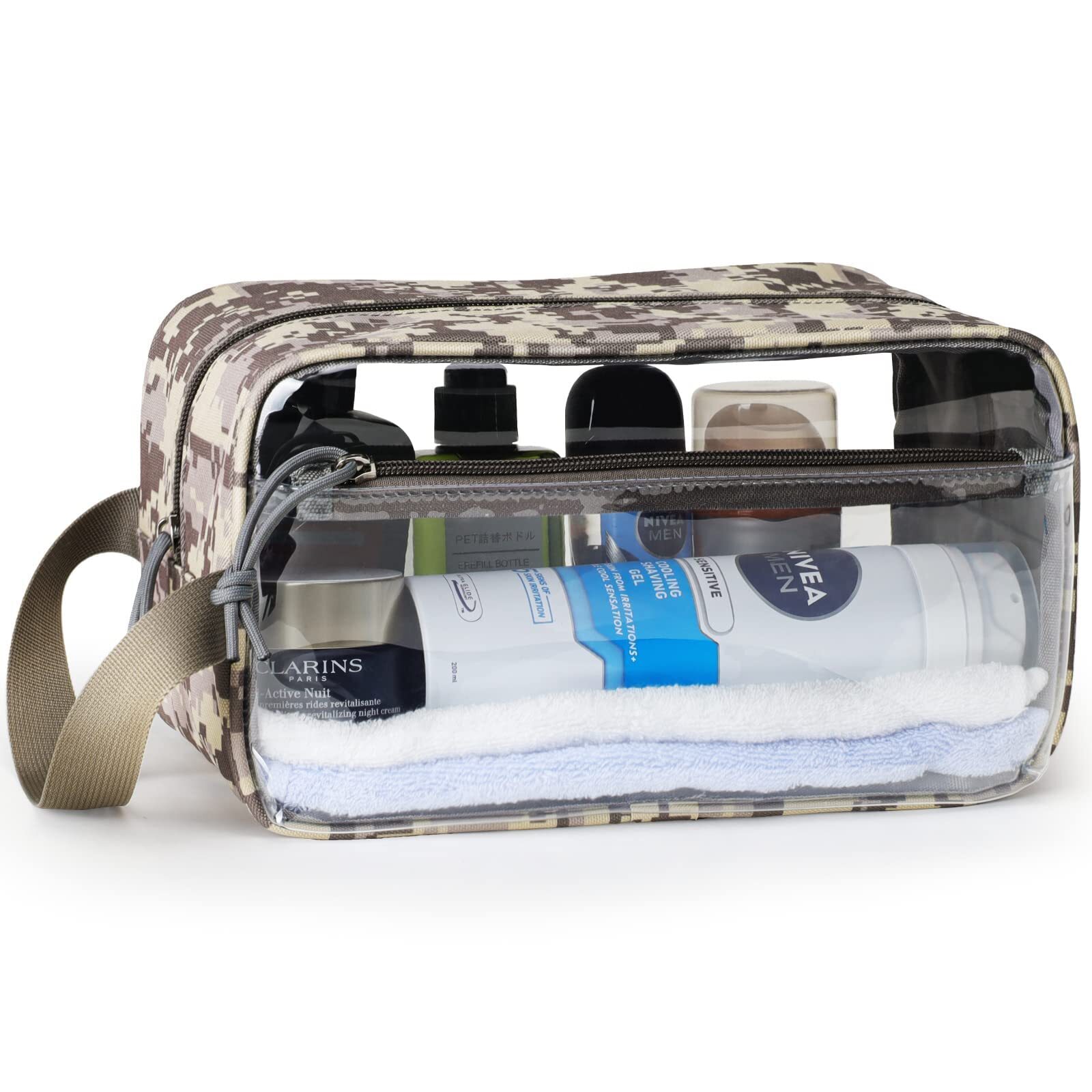 Clear Toiletry Bag Men - Large Capacity Shaving Dopp Kit Grooming Bag with Ha...