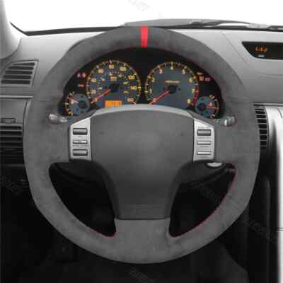 Black Alcantara Steering Wheel Cover for Infiniti G35 2003-06 Nissan Skyline V35