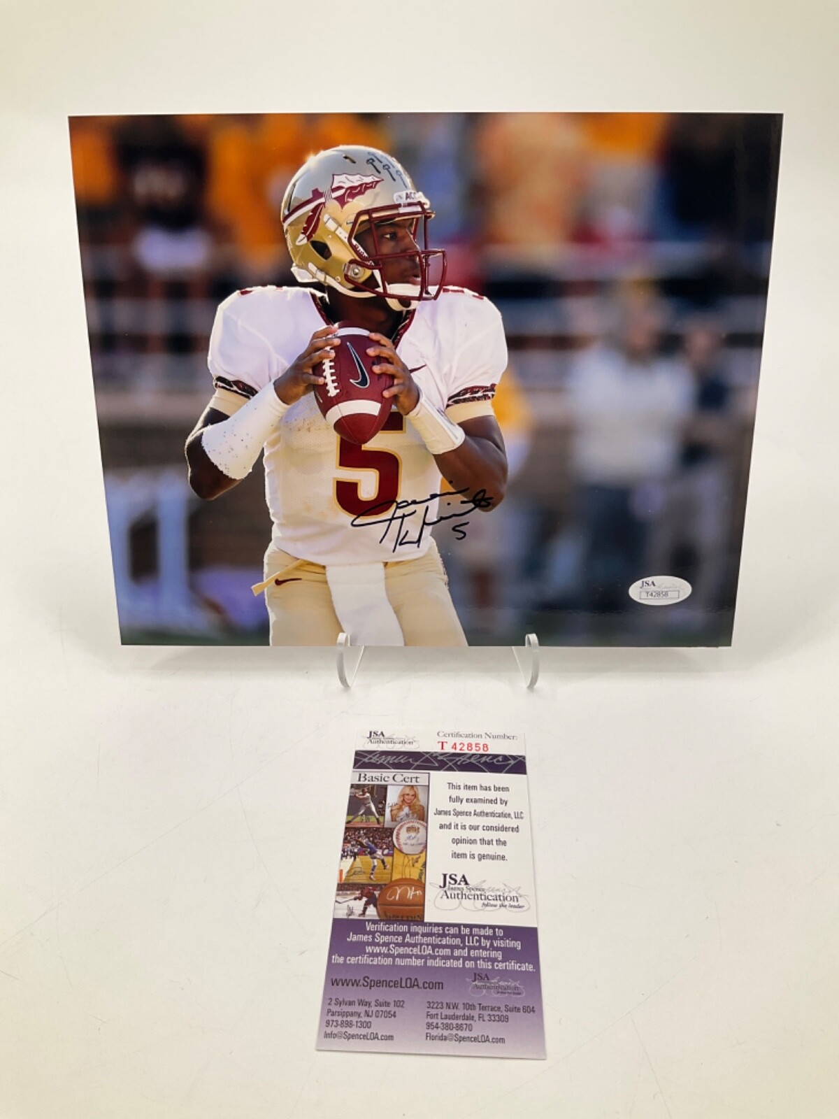 JAMEIS WINSTON Autographed Signed FLORIDA STATE SEMINOLES 8X10 PHOTO W/JSA COA T42858 
