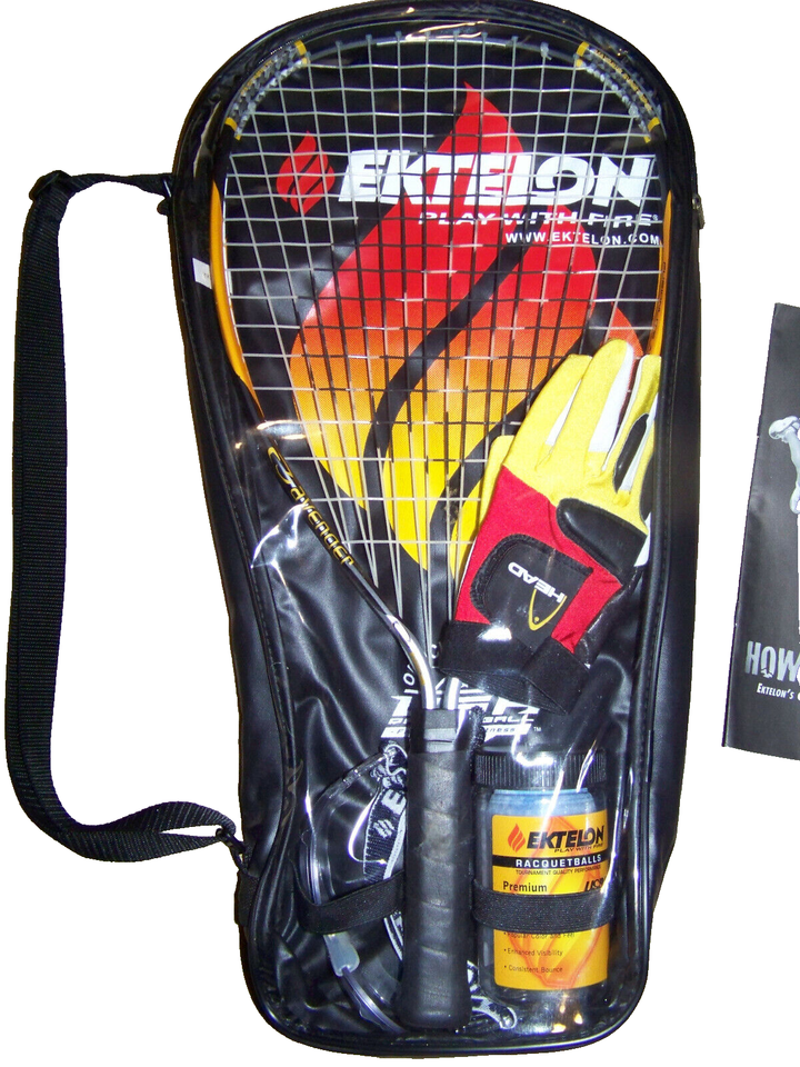 Ektelon Racquetball Play With Fire Set in Case w/Balls, Glasses, Manual
