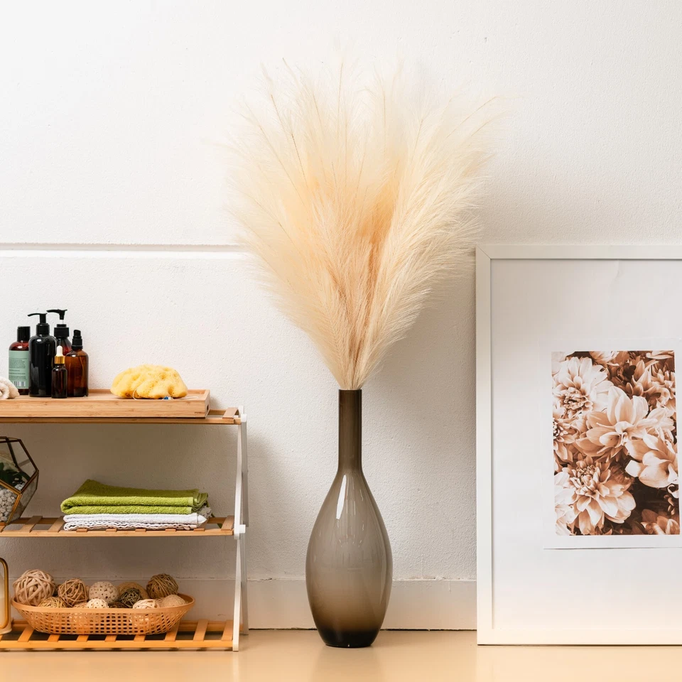 "5 tallos de hierba pampeana sintética de seda extra grande (43""/110 cm-beige)" - Imagen 4 de 4