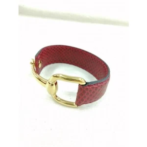Bracelet cuir lézard mors de cheval GUCCI rouge x or Japon