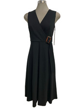 NEW Calvin Klein Elegant NWT BLACK Crepe Fit & Flare Dress size 4