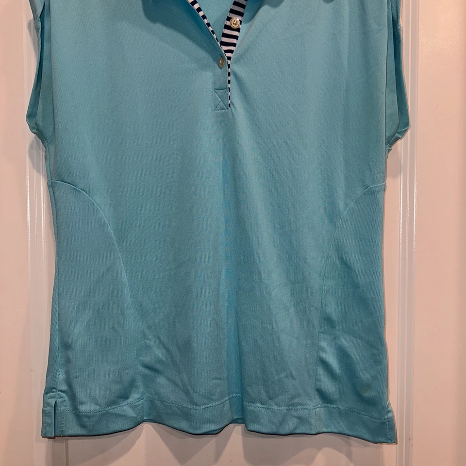 Camisa polo náutica manga corta callaway para mujer azul medio 1/4 cremallera  Foto 3 de 4