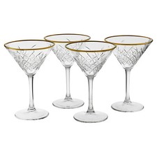 Image of Timeless Martini Glass With Gold Rim Sets Queensway Tall Party Drinks Glassware