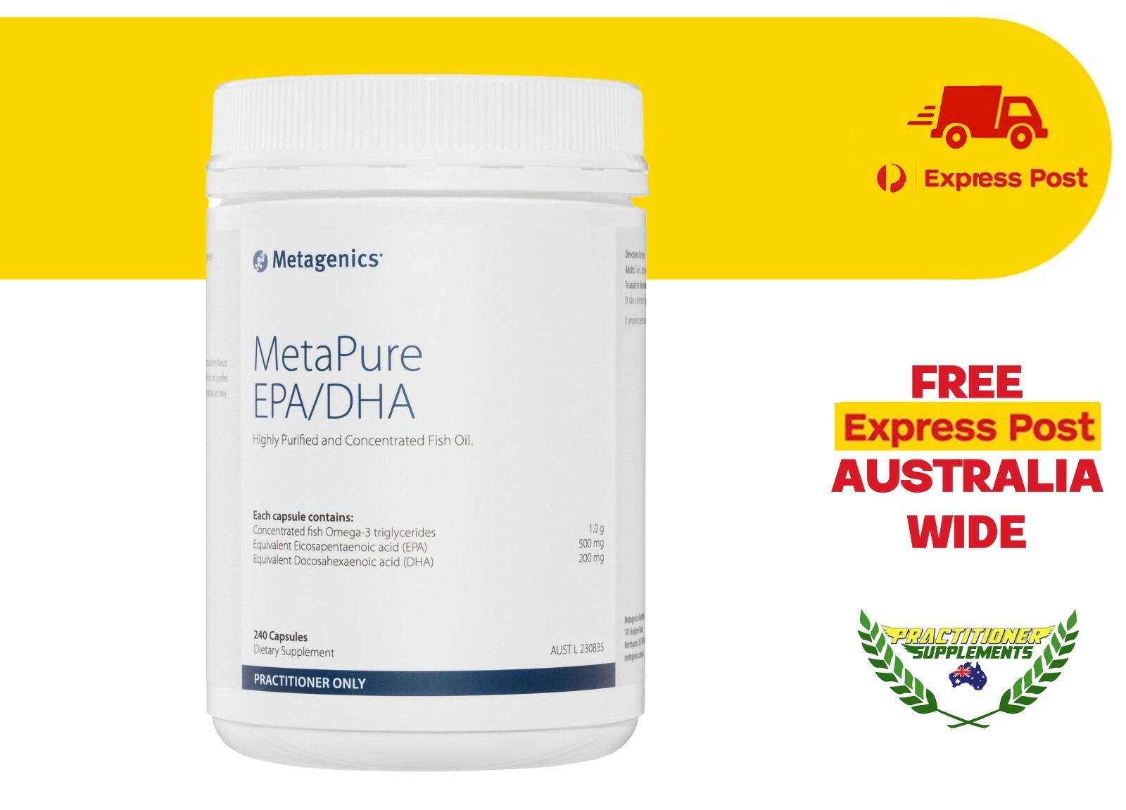 NEW Metagenics MetaPure EPA/DHA 240 capsules * FREE EXPRESS SHIPPING