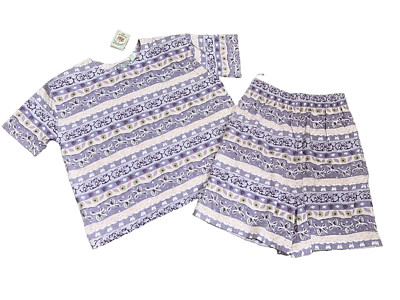 Vintage Emerald Isle 2 Pcs Women's Pajama Set Floral Purple Plus Size 2X/3X