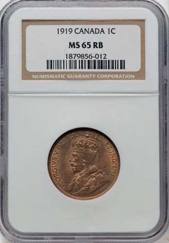 Canada - 1919 - George V - Large Cent - NGC MS65RB - GORGEOUS COLOR!