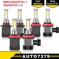 6PCS 9005+H11+H11 LED Headlight Kit Fog light Bulbs High Low Beam 6000K White