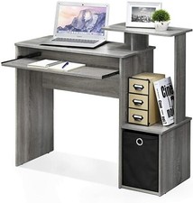 Escritorio de trabajo con acabado de roble gris contenedor de almacenamiento computadora portátil mesa oficina estación de trabajo