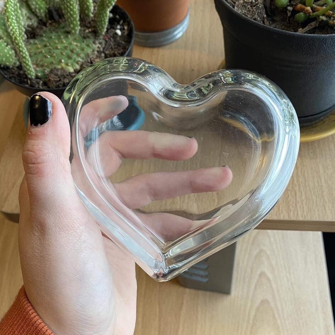 Clear Heart Glass Container with Lid for Jewelry and Trinket Storage