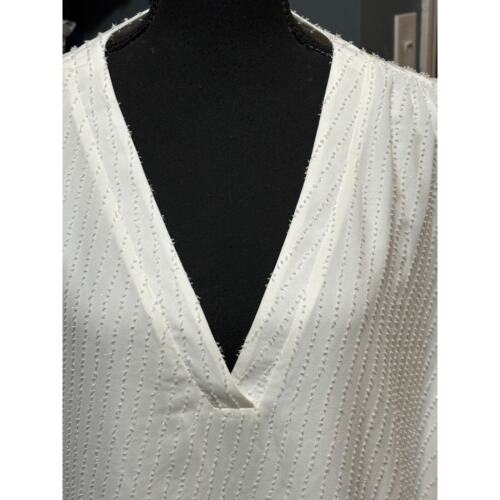 Michael Michael Kors NWT V Neck Shift Dress Size XL White Textured Puff Sleeves - Picture 2 of 10