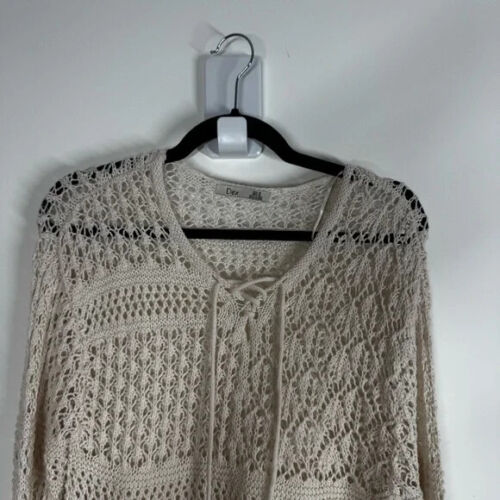 Dex Sweater Size M Boho Open Crochet Knit Bell Sleeve Oversize NEW Off White - Picture 2 of 10