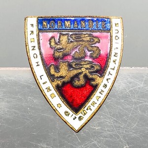 Normandie French Line Button Hole Pin Medallion Transatlantique Ocean Paris